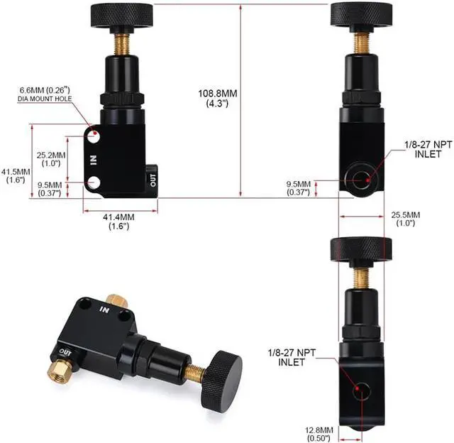 Alt view image 5 of 5 - FYUU Brake Proportioning Valve Adjustable Pressure Regulator Screw Knob Type 260-8419