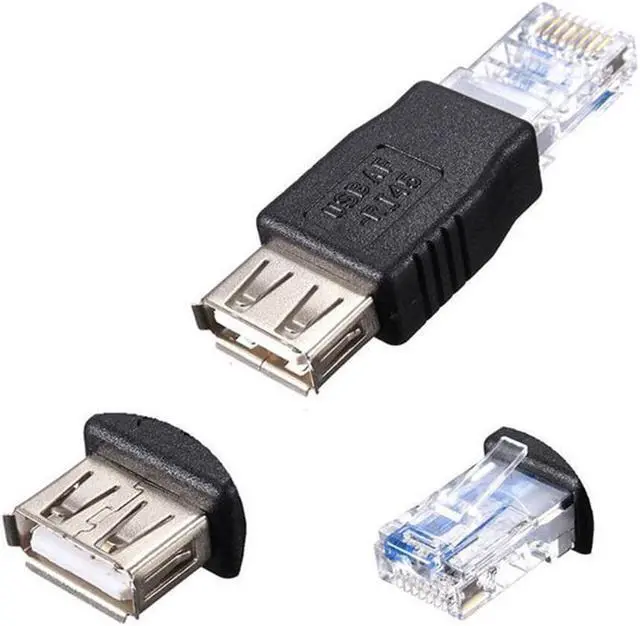 Main image of 4 Pcs RJ45 Male to USB AF A Female Adapter Socket LAN Network Ethernet Router Plug
