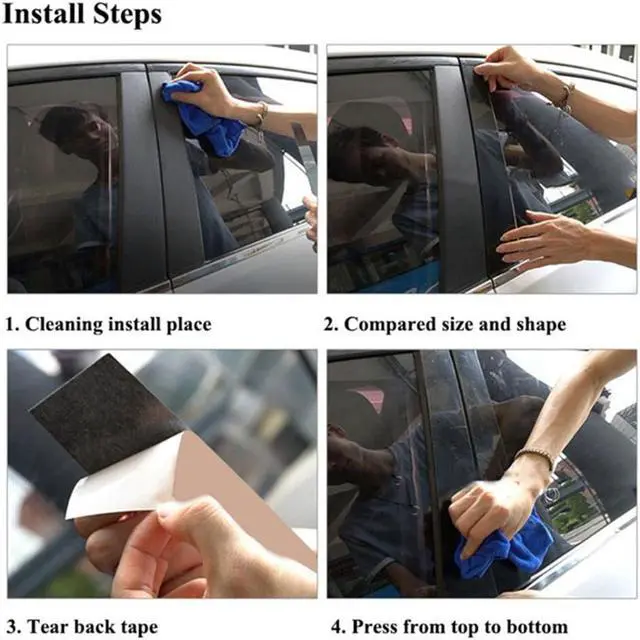 Alt view image 2 of 7 - Acaigel 4Pcs Door Trim B Pillar Posts Gloss Black Cover Fit For Ford F150 15-21