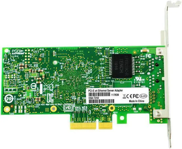 Alt view image 2 of 6 - Network Interface Card Adapter For I350-T2V2 PCI-Ex4 Dual Port Gigabit Ethernet Lan 10/100/1000Mbps