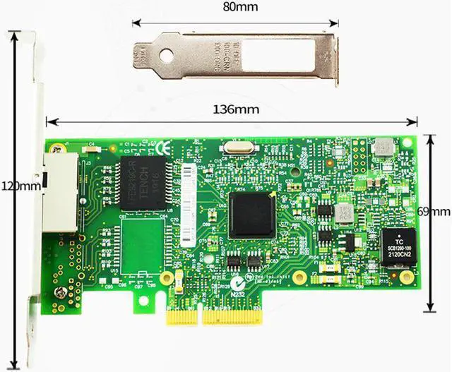 Alt view image 3 of 6 - Network Interface Card Adapter For I350-T2V2 PCI-Ex4 Dual Port Gigabit Ethernet Lan 10/100/1000Mbps