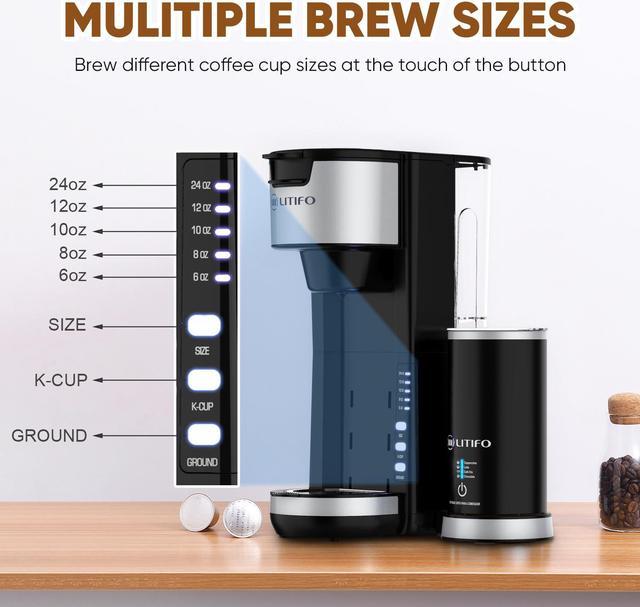 Kingtoo Single Serve Coffee Maker with Milk Frother 