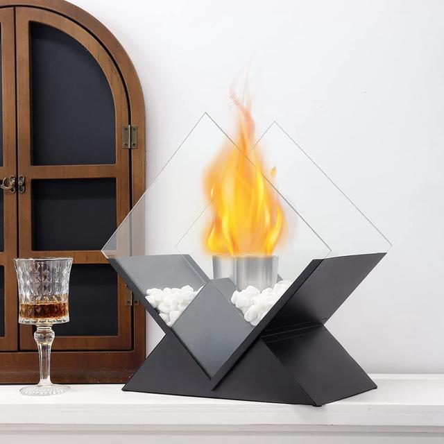 Minimalistic Biofue Fireplace, Indoor & Outdoor Fire Pit, Glass
