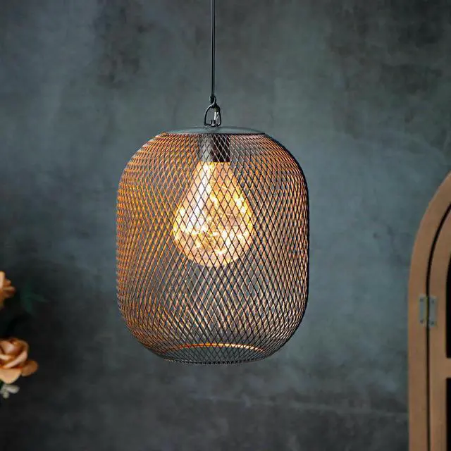 Main image of Hanging Lamp Battery Operated Hanging Light Outdoor Indoor Pendant Lamp Metal Mesh Lanterns with 6 Hours Timer