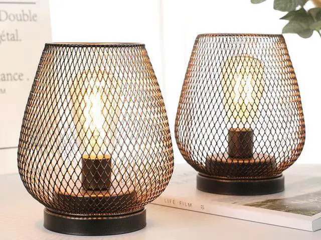 Alt view image 5 of 7 - JHY Design Set of 2 Metal Cage LED Lantern Battery Powered, Cordless Accent Light with LED. Great for Weddings,Parties,Patio, Events for Indoors Outdoors.