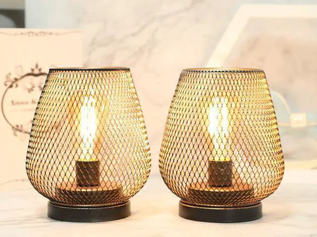 Alt view image 4 of 7 - JHY Design Set of 2 Metal Cage LED Lantern Battery Powered, Cordless Accent Light with LED. Great for Weddings,Parties,Patio, Events for Indoors Outdoors.