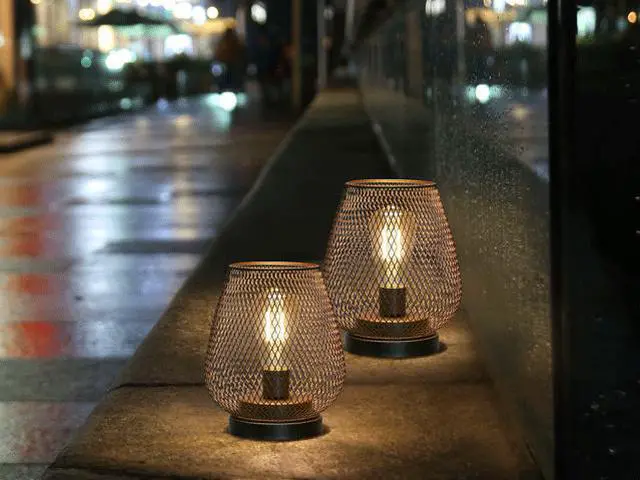 Alt view image 6 of 7 - JHY Design Set of 2 Metal Cage LED Lantern Battery Powered, Cordless Accent Light with LED. Great for Weddings,Parties,Patio, Events for Indoors Outdoors.