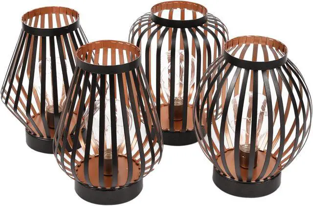Alt view image 5 of 9 - JHY DESIGN Metal Cage LED Lantern Battery Powered 8.7inch Cordless Accent Light with LED Edsion Style Bulb Great for Weddings Parties Patio Events for Indoors Outdoors