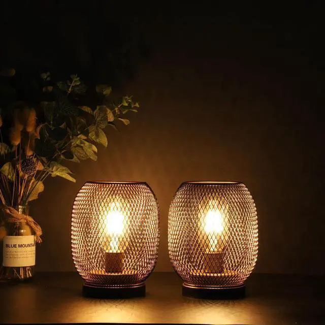 Alt view image 3 of 4 - JHY DESIGN Set of 2 Metal Cage LED Lantern Battery Powered,Cordless Accent Light with LED.Great for Weddings,Parties,Patio,Events for Indoors Outdoors(Round Shape)