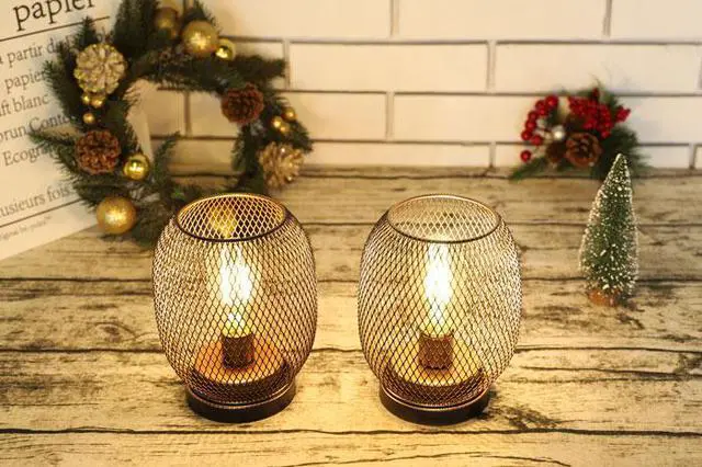 Alt view image 4 of 4 - JHY DESIGN Set of 2 Metal Cage LED Lantern Battery Powered,Cordless Accent Light with LED.Great for Weddings,Parties,Patio,Events for Indoors Outdoors(Round Shape)