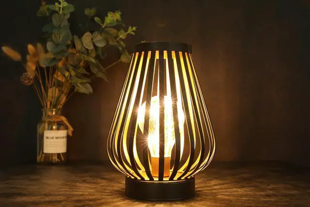 Alt view image 2 of 9 - JHY DESIGN Metal Cage LED Lantern Battery Powered 8.7inch Cordless Accent Light with LED Edsion Style Bulb Great for Weddings Parties Patio Events for Indoors Outdoors