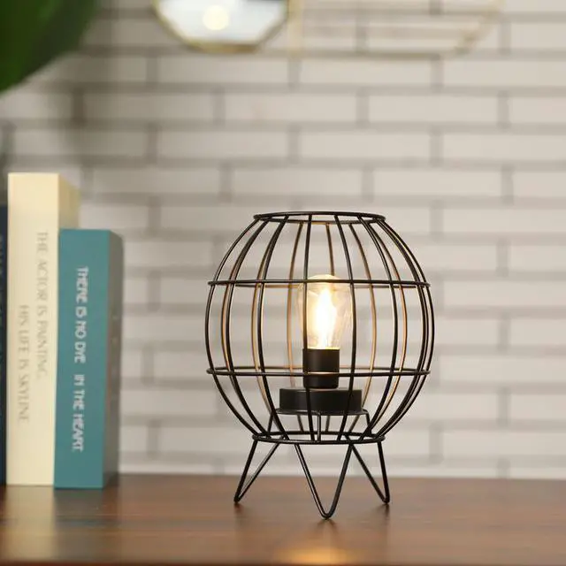 Alt view image 5 of 6 - JHY DESIGN Tabletop Lamp Bedside LED Battery Lamp Battery Powered Lamp Decorative Desk Lamp with Feet Cage Cordless Lamp for Home Desk Balcony Bedroom Indoor Outdoor Entrance Table Garden Party