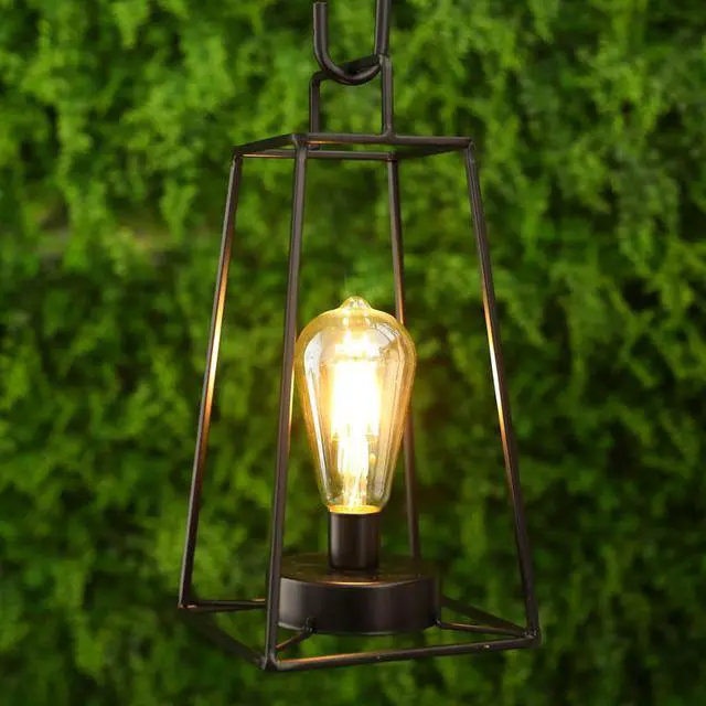 Alt view image 5 of 6 - JHY DESIGN Retro Style Geometric Table Lamp 10inch High Simple Iron Art Cordless Lamp Battery Powered Lamp Cage Wireless Lamp Decor Lighting Bulb for Balcony Wedding Party Indoor Outdoor(Short, Black)