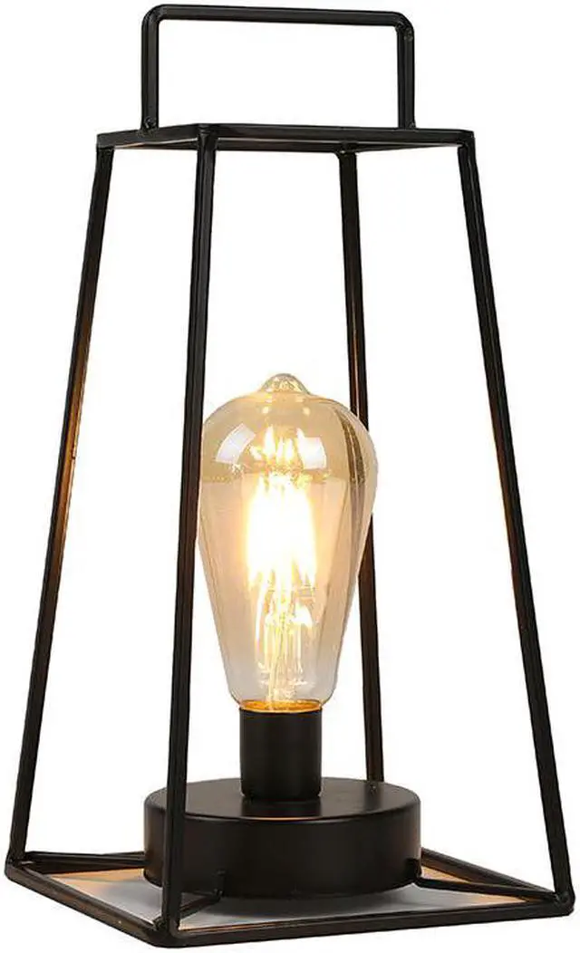 Alt view image 6 of 6 - JHY DESIGN Retro Style Geometric Table Lamp 10inch High Simple Iron Art Cordless Lamp Battery Powered Lamp Cage Wireless Lamp Decor Lighting Bulb for Balcony Wedding Party Indoor Outdoor(Short, Black)