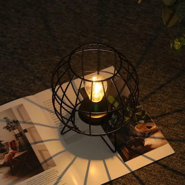 Main image of JHY DESIGN Tabletop Lamp Bedside LED Battery Lamp Battery Powered Lamp Decorative Desk Lamp with Feet Cage Cordless Lamp for Home Desk Balcony Bedroom Indoor Outdoor Entrance Table Garden Party