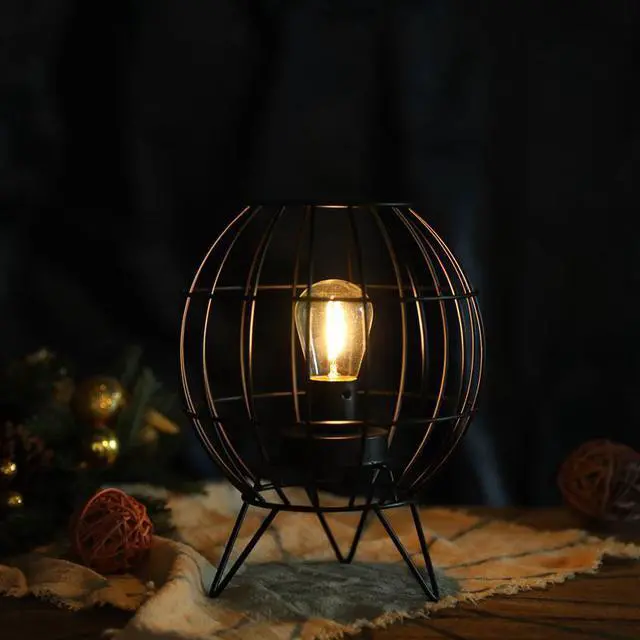 Alt view image 2 of 6 - JHY DESIGN Tabletop Lamp Bedside LED Battery Lamp Battery Powered Lamp Decorative Desk Lamp with Feet Cage Cordless Lamp for Home Desk Balcony Bedroom Indoor Outdoor Entrance Table Garden Party