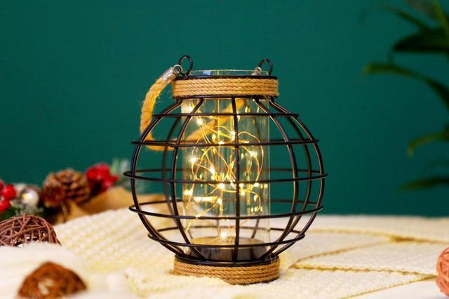 Set Of 2 Battery Operated Led Table Lanterns - Vintage Metal Cage