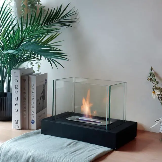 Alt view image 4 of 7 - Rectangular Tabletop Fire Bowl Pot with Four-Sided Glass 13.5" L Portable Tabletop Fireplace Clean Burning Bio Ethanol Ventless Fireplace for Indoor Outdoor Patio Parties Events
