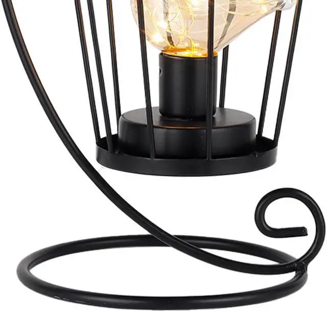 Alt view image 6 of 6 - JHY DESIGN Birdcage Bulb Decorative Lamp Battery Operated 12" Tall Cordless Accent Light with Warm White Fairy Lights Bird Bulb for Living Room Bedroom Kitchen Wedding Xmas(Black)