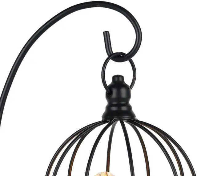 Alt view image 4 of 6 - JHY DESIGN Birdcage Bulb Decorative Lamp Battery Operated 12" Tall Cordless Accent Light with Warm White Fairy Lights Bird Bulb for Living Room Bedroom Kitchen Wedding Xmas(Black)