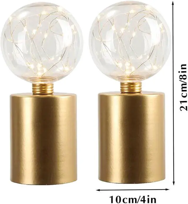 Alt view image 4 of 4 - JHY DESIGN Set of 2 Gold Table Lamp Battery Powered 8''Tall Cordless Lamp Light Battery Operated Great for Living Room Bedroom Weddings Parties Patio Events Indoors Outdoors
