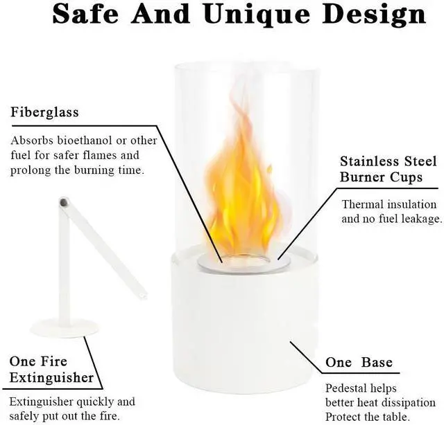 Alt view image 6 of 7 - Tabletop Fire Pit Portable Indoor & Outdoor Table Top Fire Pit 10''H White
