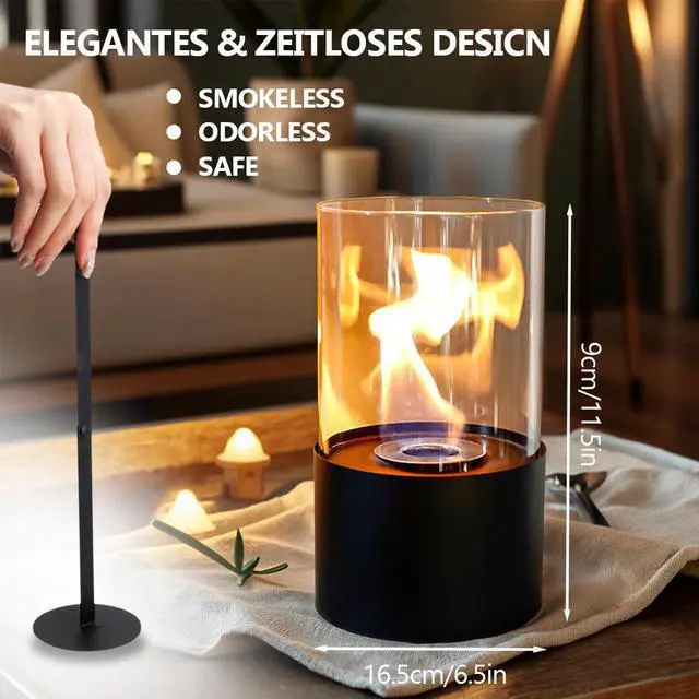 Alt view image 4 of 7 - Tabletop Fire Pit Portable Indoor & Outdoor Table Top Fire Pit 11.5''H Black