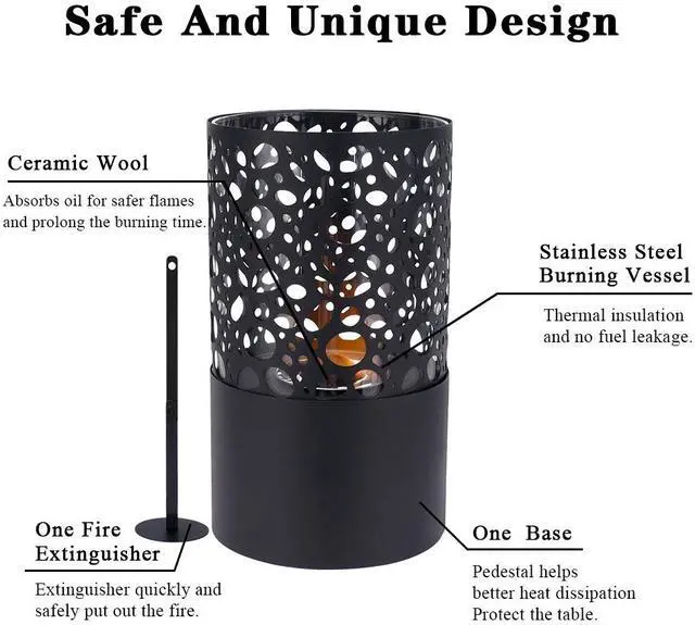 Alt view image 4 of 7 - Tabletop Fire Pit Portable Indoor & Outdoor Table Top Fire Pit 11.6''H Black