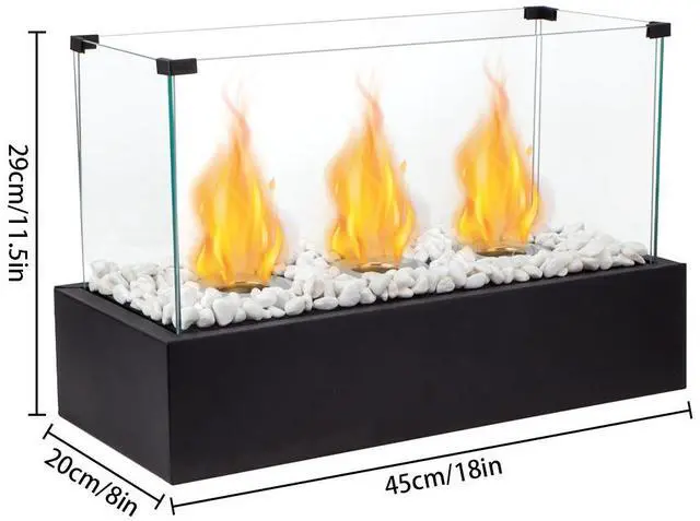 Alt view image 2 of 7 - Rectangular Tabletop Fire Pit Portable Indoor & Outdoor Table Top Fire Pit 11.5"H