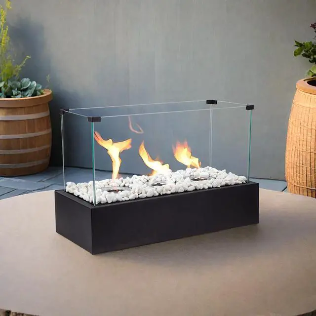 Alt view image 6 of 7 - Rectangular Tabletop Fire Pit Portable Indoor & Outdoor Table Top Fire Pit 11.5"H