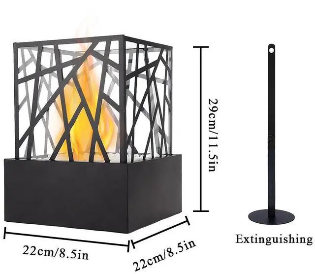 Alt view image 5 of 7 - Rectangular Tabletop Fire Pit Portable Indoor & Outdoor Table Top Fire Pit 12"H