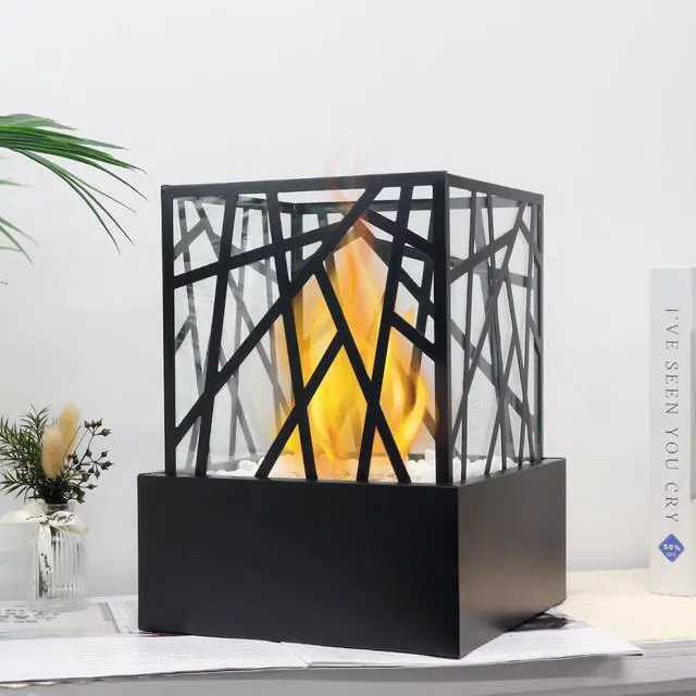 Alt view image 2 of 7 - Rectangular Tabletop Fire Pit Portable Indoor & Outdoor Table Top Fire Pit 12"H