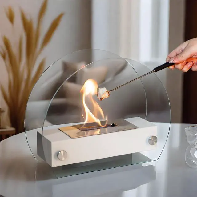 Alt view image 2 of 7 - Tabletop Fire Pit Portable Indoor & Outdoor Table Top Fire Pit White 11"H