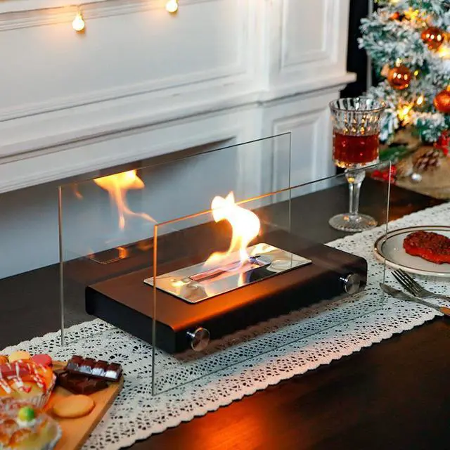 Alt view image 3 of 7 - Tabletop Fire Pit Portable Indoor & Outdoor Table Top Fire Pit 7.5''H Black