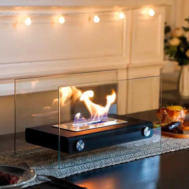 Alt view image 2 of 7 - Tabletop Fire Pit Portable Indoor & Outdoor Table Top Fire Pit 7.5''H Black