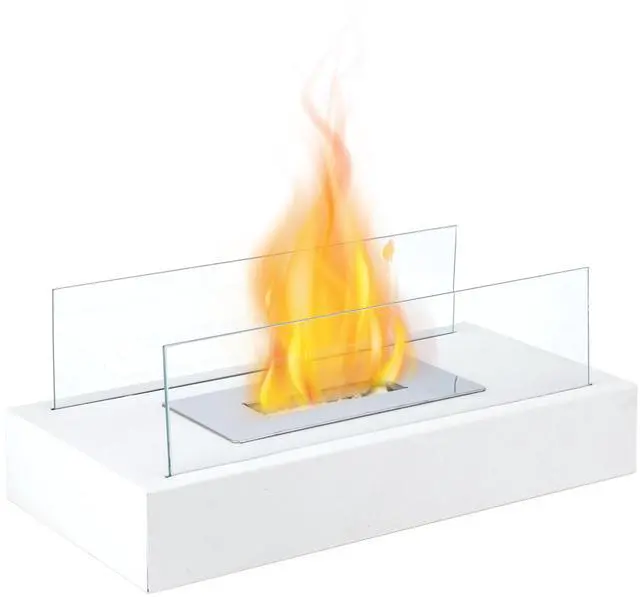 Alt view image 7 of 7 - Rectangular Tabletop Fire Pit Portable Indoor & Outdoor Table Top Fire Pit 5.5"H White