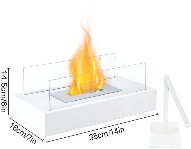 Alt view image 3 of 7 - Rectangular Tabletop Fire Pit Portable Indoor & Outdoor Table Top Fire Pit 5.5"H White