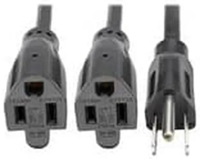 Alt view image 8 of 9 - Tripp Lite 19In Power Cord Extension Y Splitter Cable 5-15P To 5-15R 13A 16Awg 18"