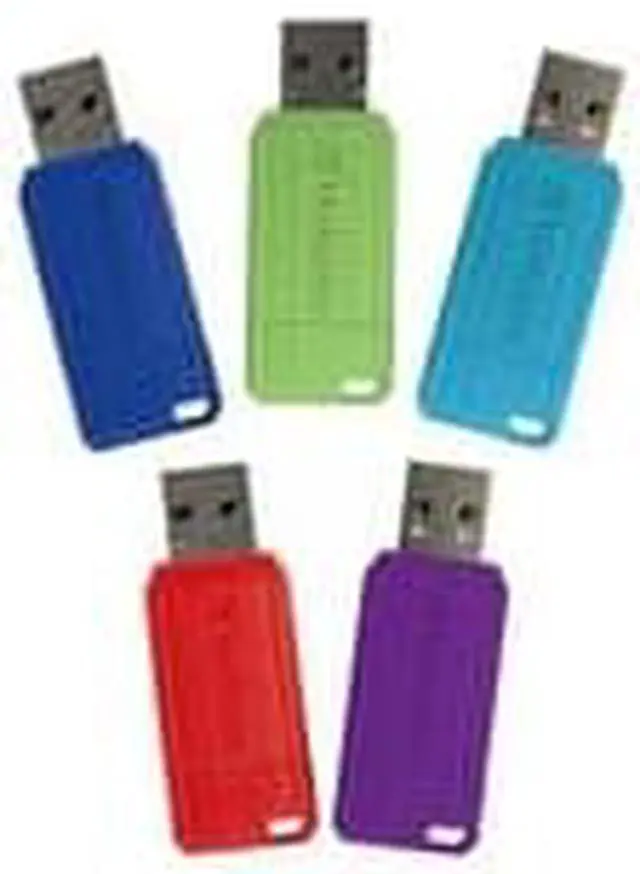 Alt view image 2 of 9 - Verbatim 16GB Pinstripe Retractable USB 2.0 Flash Drive - 5 Pack - Multicolor
