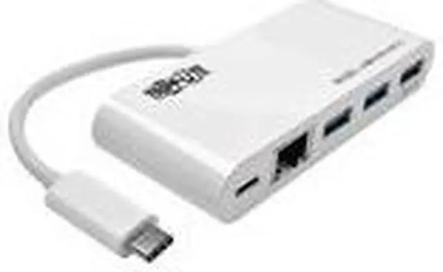 Alt view image 5 of 15 - Tripp Lite 3-Port USB-C hub w/ GbE, USB-C Charging USB Type C USB 3.1 Hub (U460-003-3AG-C)