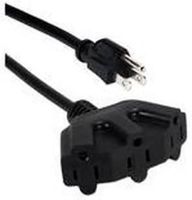 Alt view image 12 of 12 - QVS PP-ADPT3-10 10Ft Three Angle Outlet 3-Prong Power Extension Cord