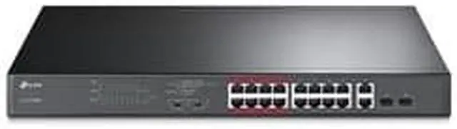 Alt view image 18 of 19 - TP-Link 16 Port 10/100Mbps Fast Ethernet PoE Switch | 16 PoE+ Ports @194W, w/ 2 Uplink Gigabit Ports + 2 Combo SFP Slots | Plug & Play | Lifetime Protection | Extend Mode | Priority Mode (TL-SL1218MP)