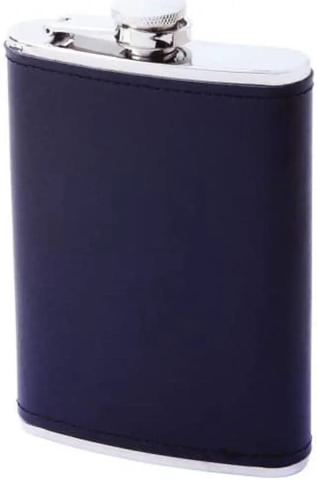 Alt view image 3 of 5 - Maxam  8oz Stainless Steel Flask with Solid Genuine Leather Wrap