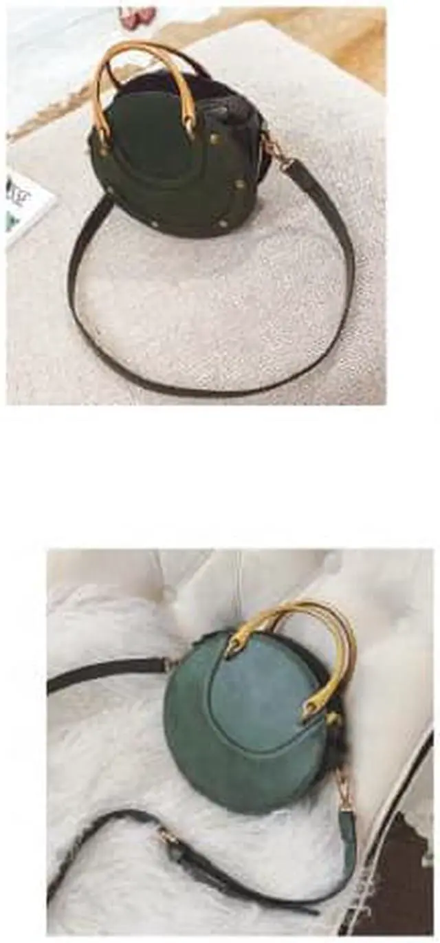 Alt view image 2 of 7 - Interloper  Round Leather Crossbody Bag   Small Purse Womens Crossbody Bag - Green