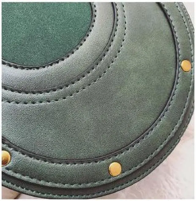 Alt view image 5 of 7 - Interloper  Round Leather Crossbody Bag   Small Purse Womens Crossbody Bag - Green