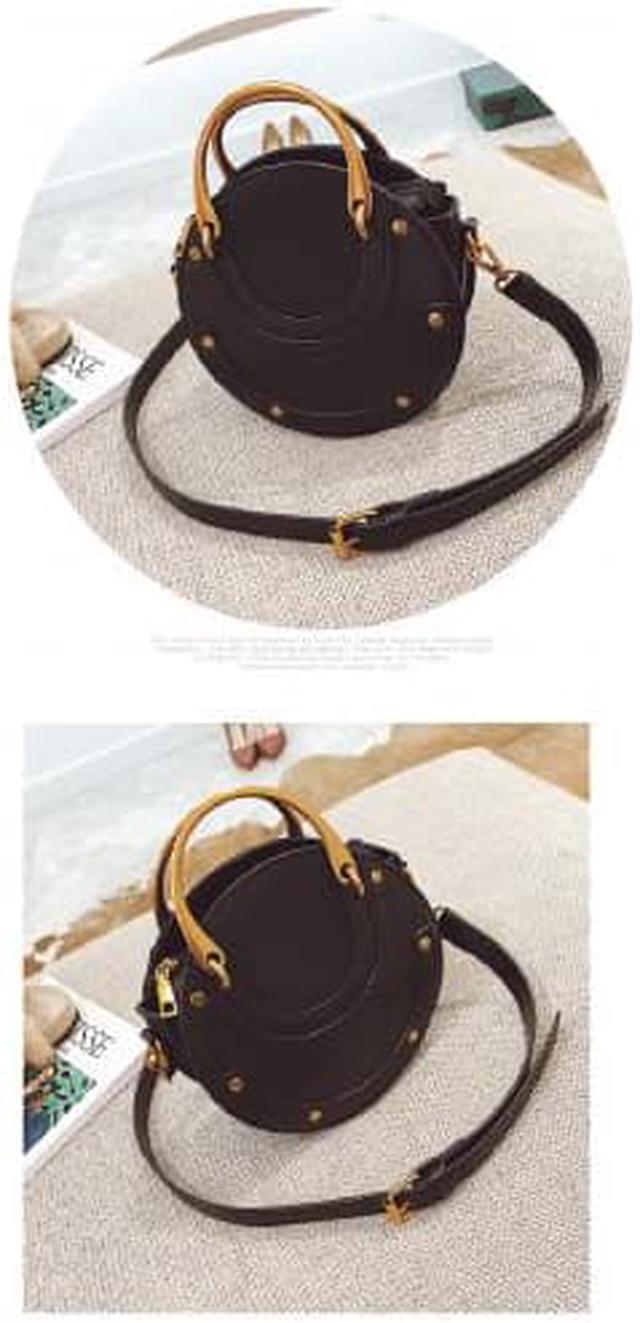 Alt view image 3 of 7 - Interloper  Round Leather Crossbody Bag   Small Purse Womens Crossbody Bag - Black