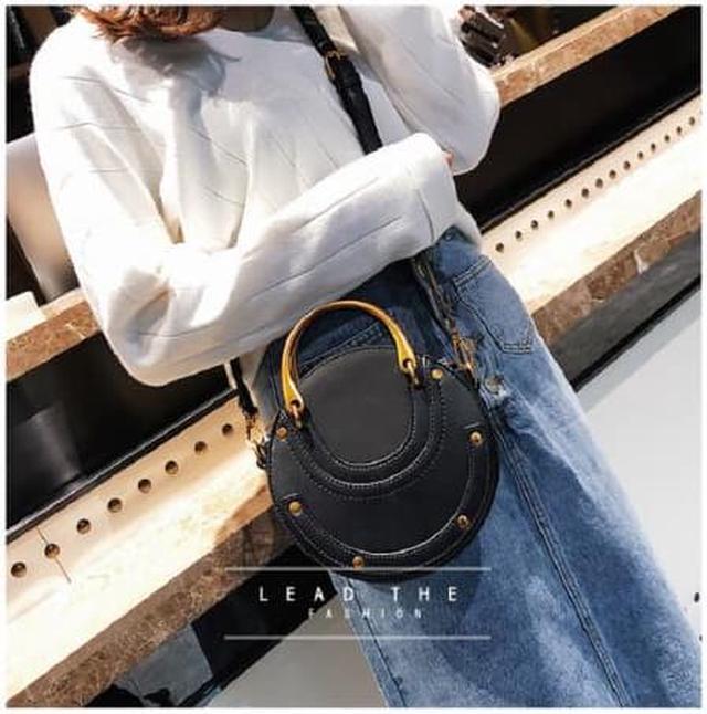 Alt view image 4 of 7 - Interloper  Round Leather Crossbody Bag   Small Purse Womens Crossbody Bag - Black