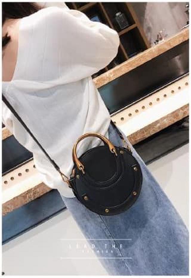 Alt view image 7 of 7 - Interloper  Round Leather Crossbody Bag   Small Purse Womens Crossbody Bag - Black