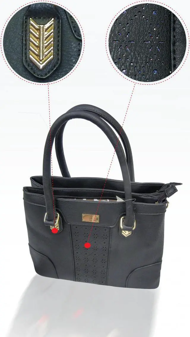 Alt view image 3 of 7 - Black Shoulder Bag Handbag   Faux Leather Handbag Evening Bag