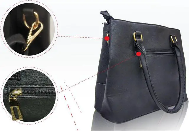 Alt view image 2 of 7 - Black Shoulder Bag Handbag   Faux Leather Handbag Evening Bag